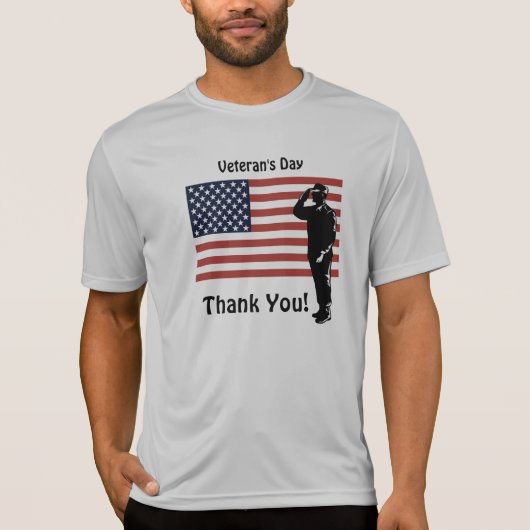 ベテランズデー ありがとう! アメリカ国旗と兵士 Tシャツ (正面)