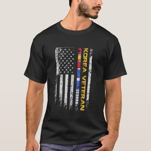 ベテランフラグTシャツ レトロ 愛国的 退役軍人 Tシャツ (正面)