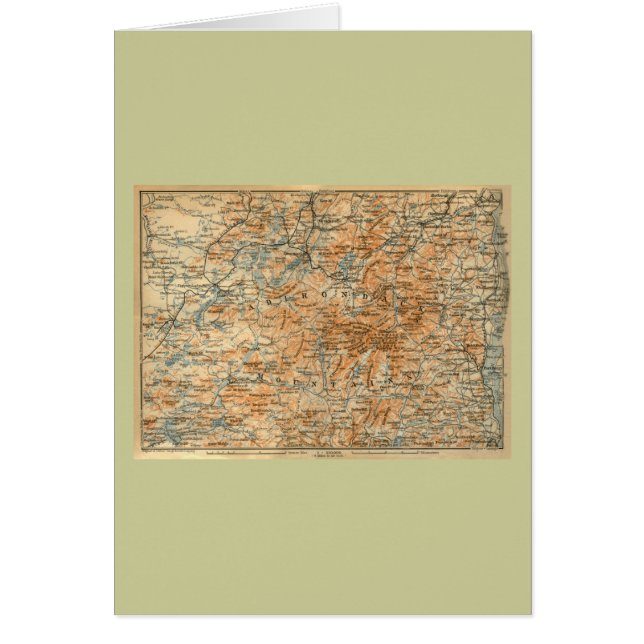 ベデカーの旅行ガイドからの1909年のAdirondacksの地図 (正面)