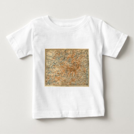 ベデカーの旅行ガイドからの1909年のAdirondacksの地図 ベビーTシャツ (正面)