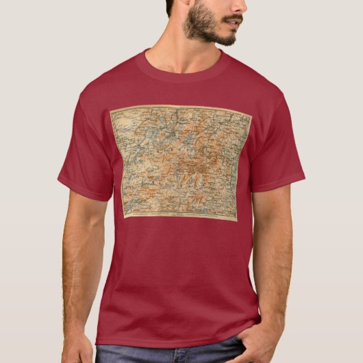 ベデカーの旅行ガイドからの1909年のAdirondacksの地図 Tシャツ (正面)