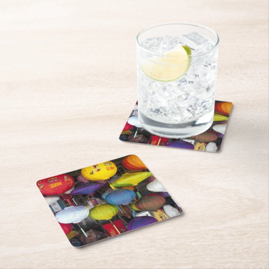 ベトカラフルナぶら下がったム提灯  スクエアペーパーコースター (インサイチュ)