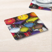 ベトカラフルナぶら下がったム提灯  スクエアペーパーコースター (アングル)