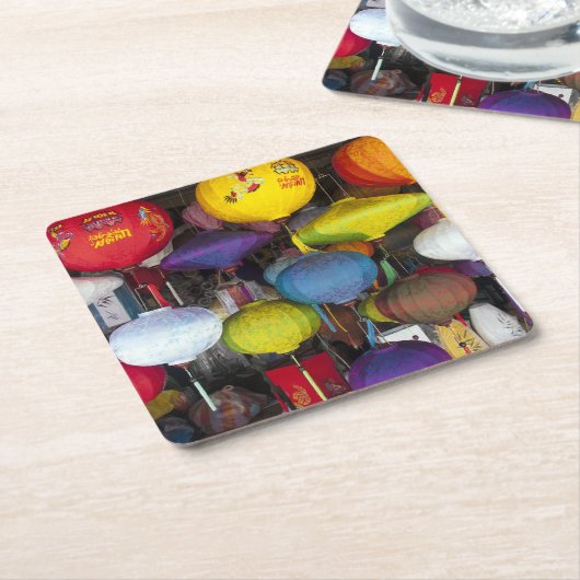 ベトカラフルナぶら下がったム提灯  スクエアペーパーコースター (アングル)