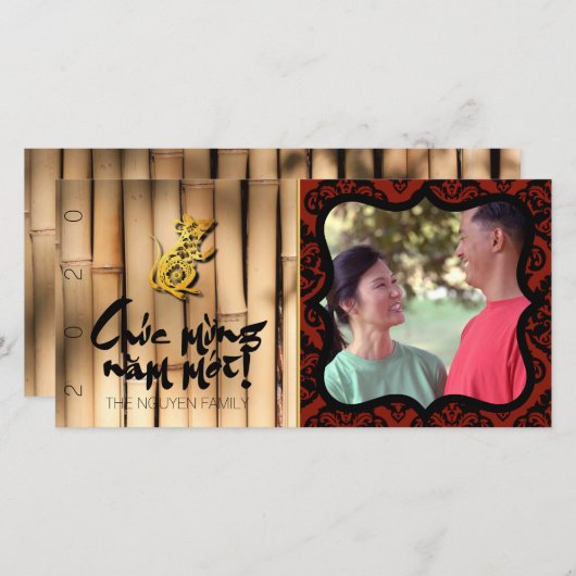 ベトナムのお正月ラット2020家族がTYCに挨拶 サンキューカード (正面/裏面)