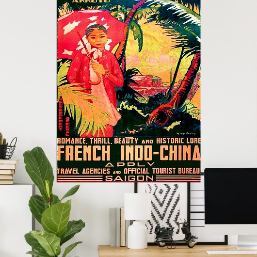 ベトナムのサイゴン市からのレディ、ヴィンテージ旅行 ポスター (ホームオフィス)