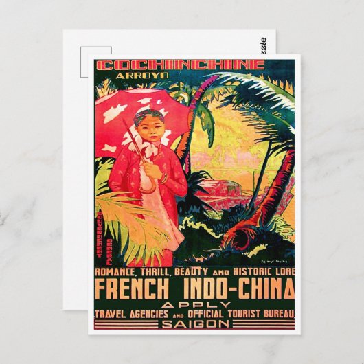 ベトナムのサイゴン市からのレディ、ヴィンテージ旅行 ポストカード (正面/裏面)