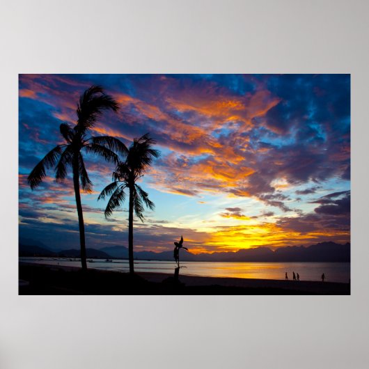 ベトナムのダナン湾の夕焼け ポスター (正面)