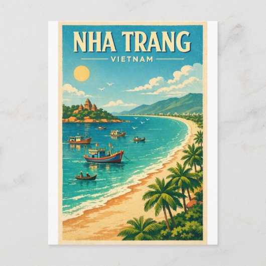 ベトナムのナトラン市旅行ポスター ポストカード (正面)