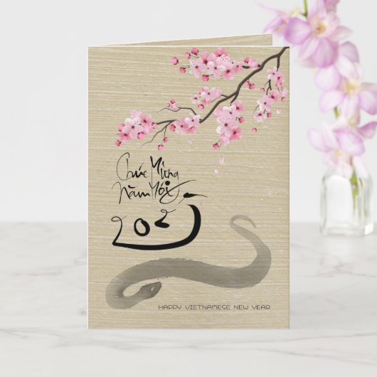 ベトナムのヘビVGCの新年を花開く カード (蘭)