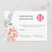 ベトナムのボタンとSong+Hyの二か国語の結婚式RSVP (正面)