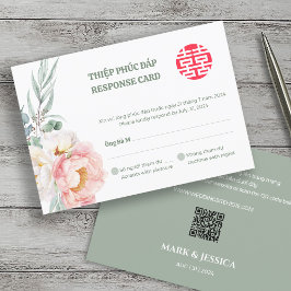 ベトナムのボタンとSong+Hyの二か国語の結婚式RSVP