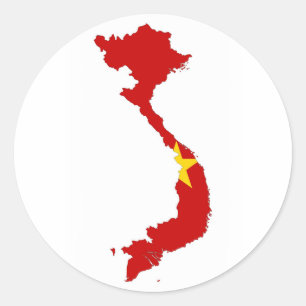 ベトナムの国旗の地図 ラウンドシール