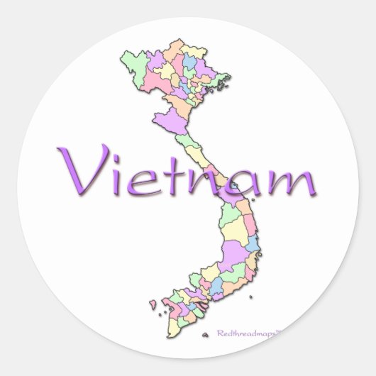 ベトナムの地図 ラウンドシール (正面)
