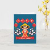 ベトナムの少女 2026年旧暦新年おめでとう カード (黄色い花)