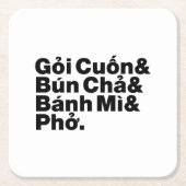 ベトナムの屋台料理 スクエアペーパーコースター (正面)