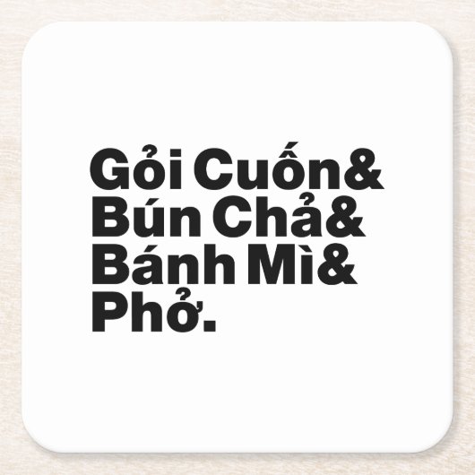 ベトナムの屋台料理 スクエアペーパーコースター (正面)