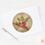 ベトナムの旗のギターを演奏しているアマガエル ラウンドシール (封筒)