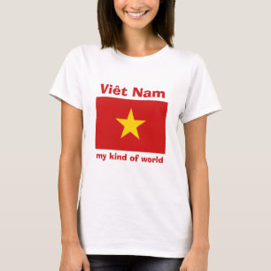ベトナムの旗+地図+テキストTシャツ Tシャツ
