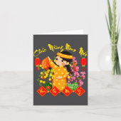 ベトナムの旧正月おめでとうございます おしゃれなアオダイ カード (正面)