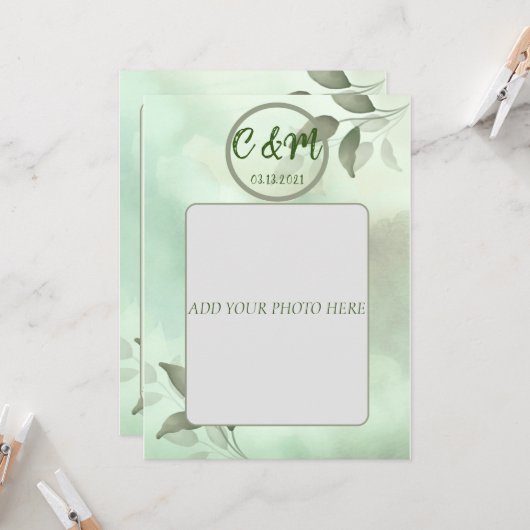 ベトナムの春緑化結婚式招待状 招待状 (正面/裏面インサイチュ)