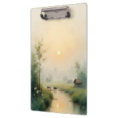 ベトナムの朝の霧に包まれた村の水彩画アート クリップボード (左)