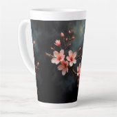 ベトナムの桃の花アート カフェラテマグ (左アングル)