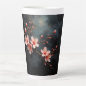 ベトナムの桃の花アート カフェラテマグ (正面)