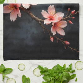 ベトナムの桃の花アート キッチンタオル