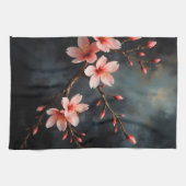 ベトナムの桃の花アート キッチンタオル (横)