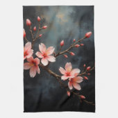 ベトナムの桃の花アート キッチンタオル (縦)