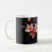 ベトナムの桃の花アート コーヒーマグカップ (左)