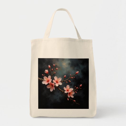 ベトナムの桃の花アート トートバッグ (正面)