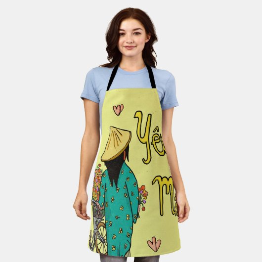 ベトナムの母イラストレーション母の日ギフト エプロン (着用した状態)