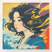 ベトナムの若い女性 ガラスコースター (正面)