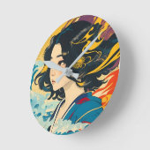 ベトナムの若い女性 ラウンド壁時計 (傾斜)