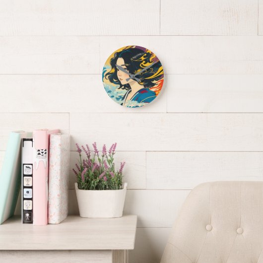 ベトナムの若い女性 ラウンド壁時計 (読書スペース)