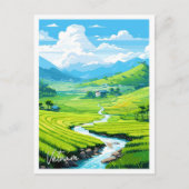 ベトナムアートトラベルヴィンテージイラストレーション ポストカード (正面)