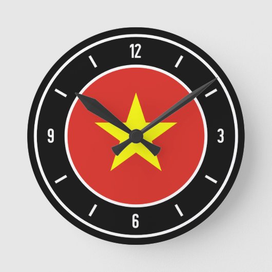 ベトナムエレガント国旗 ラウンド壁時計 (正面)