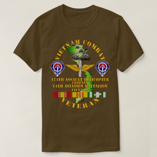 ベトナムコンバット退役軍人174th AHC w 14th Avn Bn Tシャツ (デザイン正面)