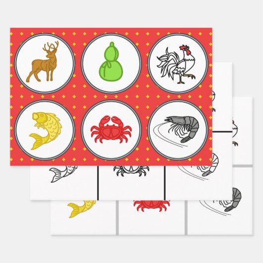 ベトナムサイコロゲームボード – 3ベッティングマット ラッピングペーパーシート (セット)