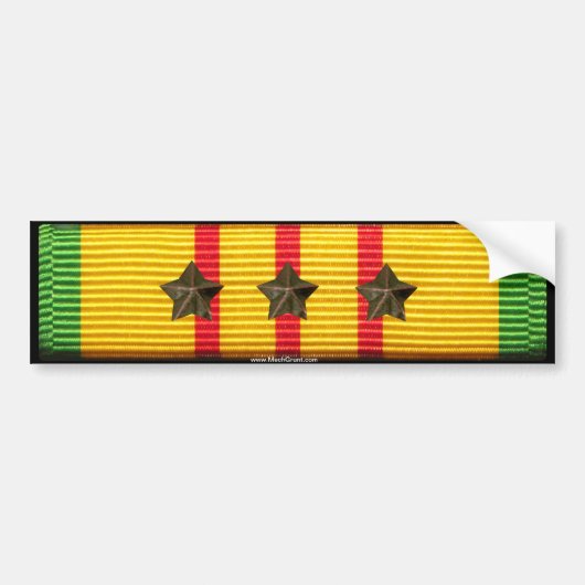 ベトナムサービスリボン- 3つのキャンペーン星 バンパーステッカー (正面)