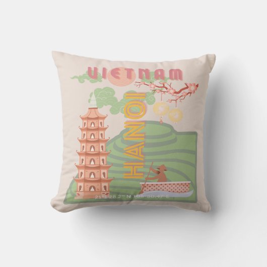 ベトナムトラベルアート,ヴィンテージ クッション (正面)