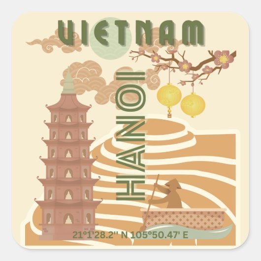 ベトナムトラベルアート,ヴィンテージ スクエアシール (正面)