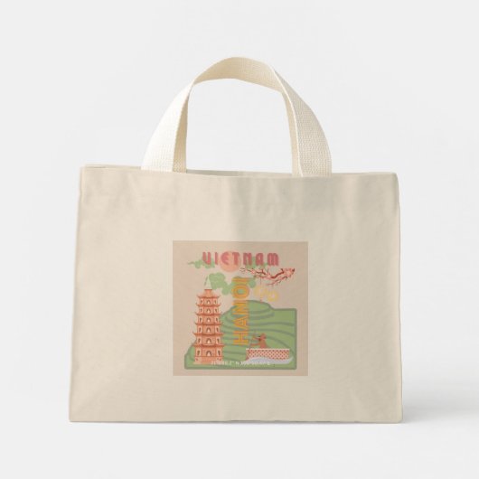 ベトナムトラベルアート,ヴィンテージ ミニトートバッグ (裏面)