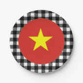 ベトナムプレート、バッファロープレイド&ベトナム国旗 ペーパープレート (正面)