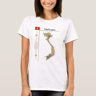 ベトナムマップ+フラグ+タイトルTシャツ Tシャツ
