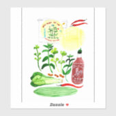 ベトナムライス転が紙レシピ水彩 シール (シート)