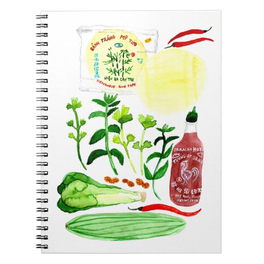 ベトナムライス転が紙レシピ水彩 ノートブック (正面)