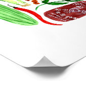 ベトナムライス転が紙レシピ水彩 ポスター (角)